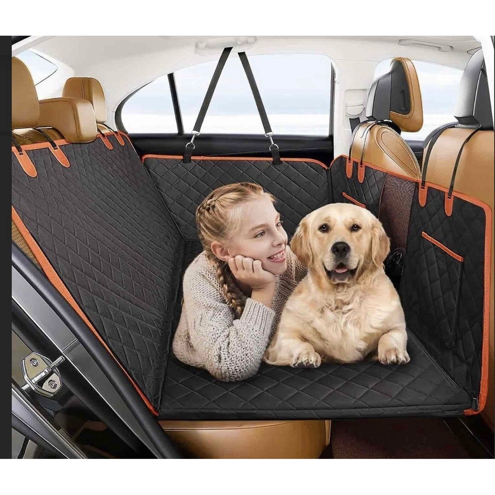 Pet Car Seat Cover Hammock Waterproof Dog Protector Black Orange‎